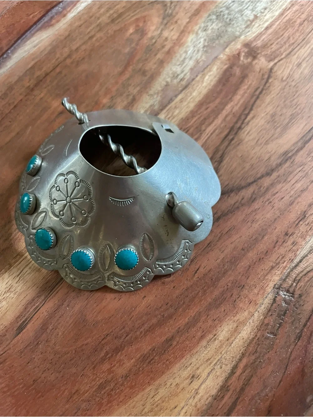Vintage Native Turquoise Silver Hair Pony Accessory